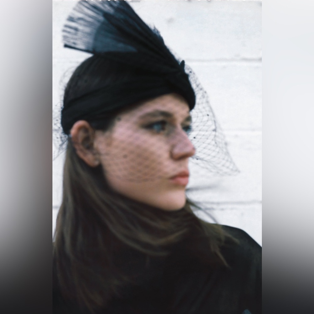 Zara knotted headband headpiece with net & rhinestones